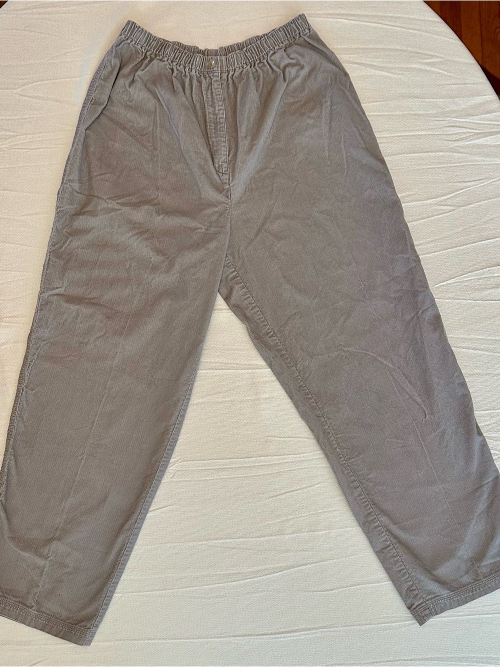 J. Jill Womens 1X Grey Fine Corduroy Elastic Waist Pants Straight Leg